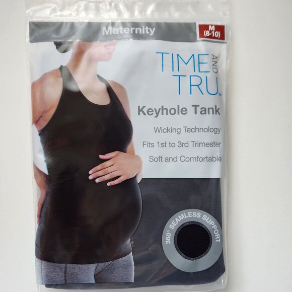Time And Tru Maternity Black Tank Top Size M Seamless Support Soft & Comfortable - Picture 1 of 7